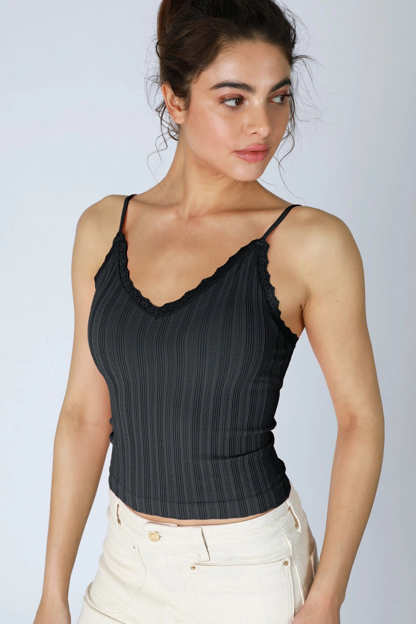Lace Trim Texured Cami