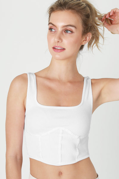 Rib Square Neck Corset Tank