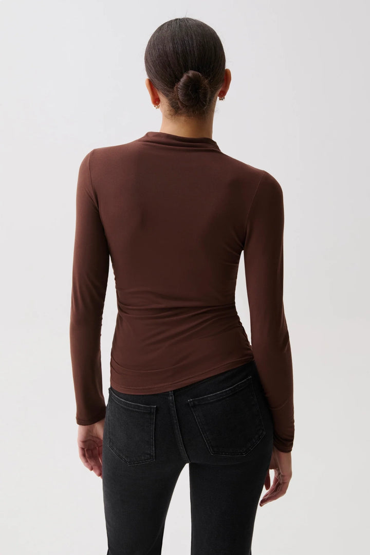 Nathalia Drape Mock Neck Top