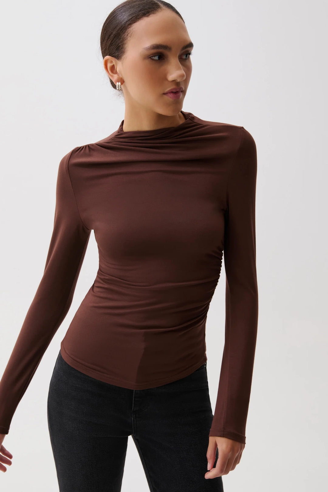 Nathalia Drape Mock Neck Top