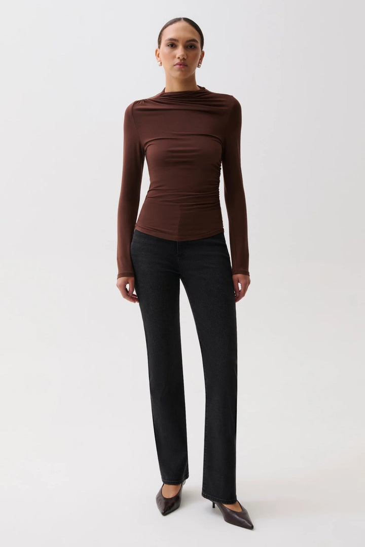 Nathalia Drape Mock Neck Top
