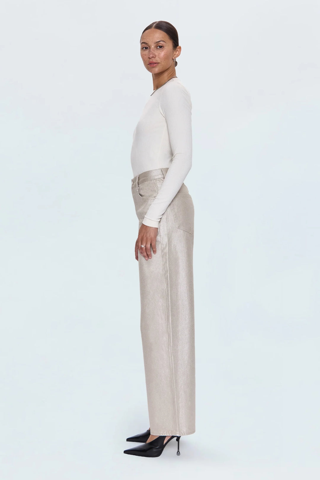 Tate High Rise  Bowed Wide Leg