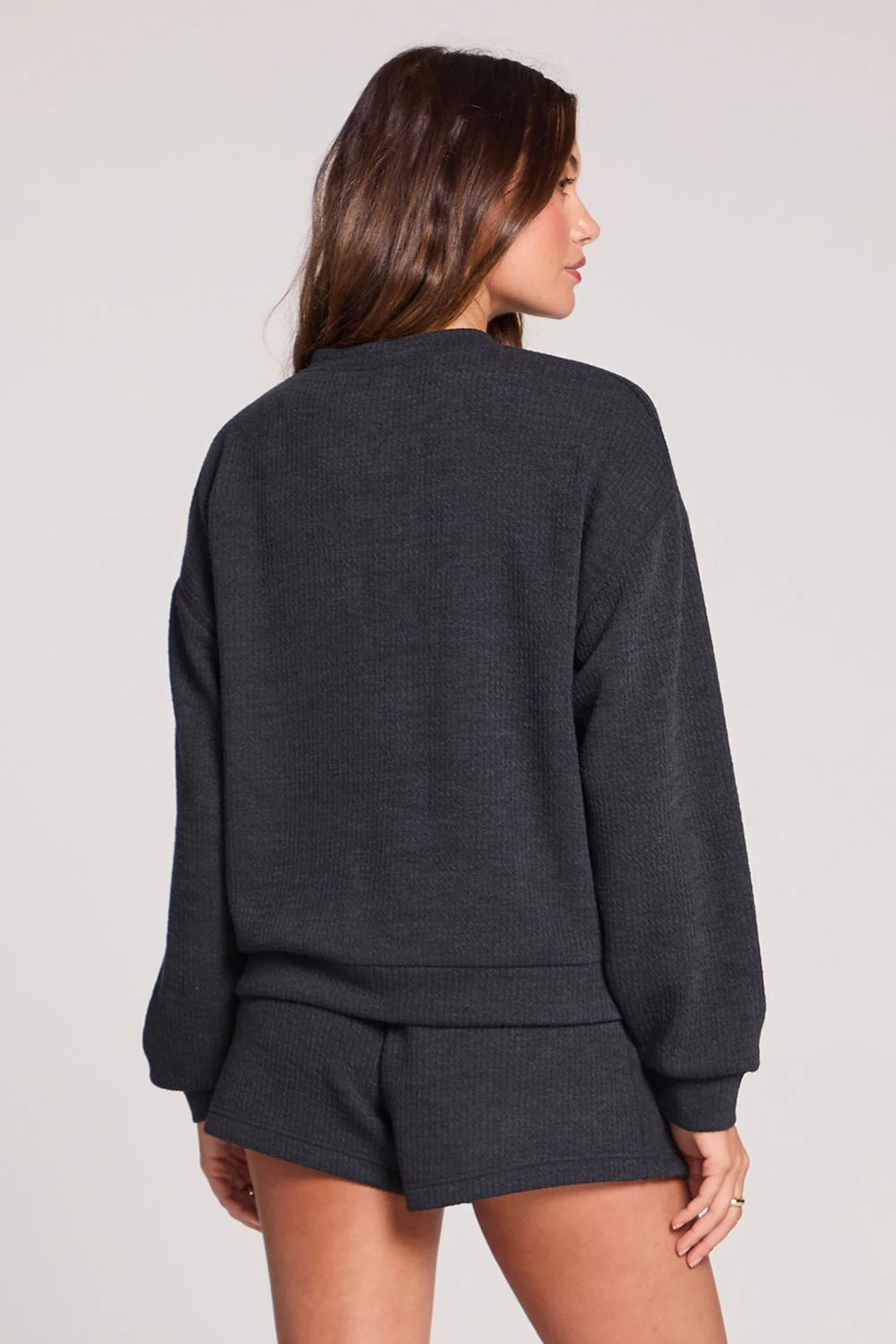 Long Sleeve Waffle Pullover