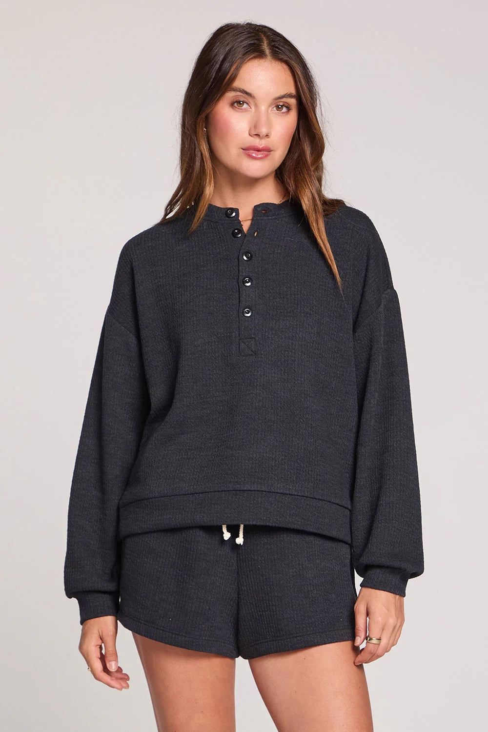 Long Sleeve Waffle Pullover