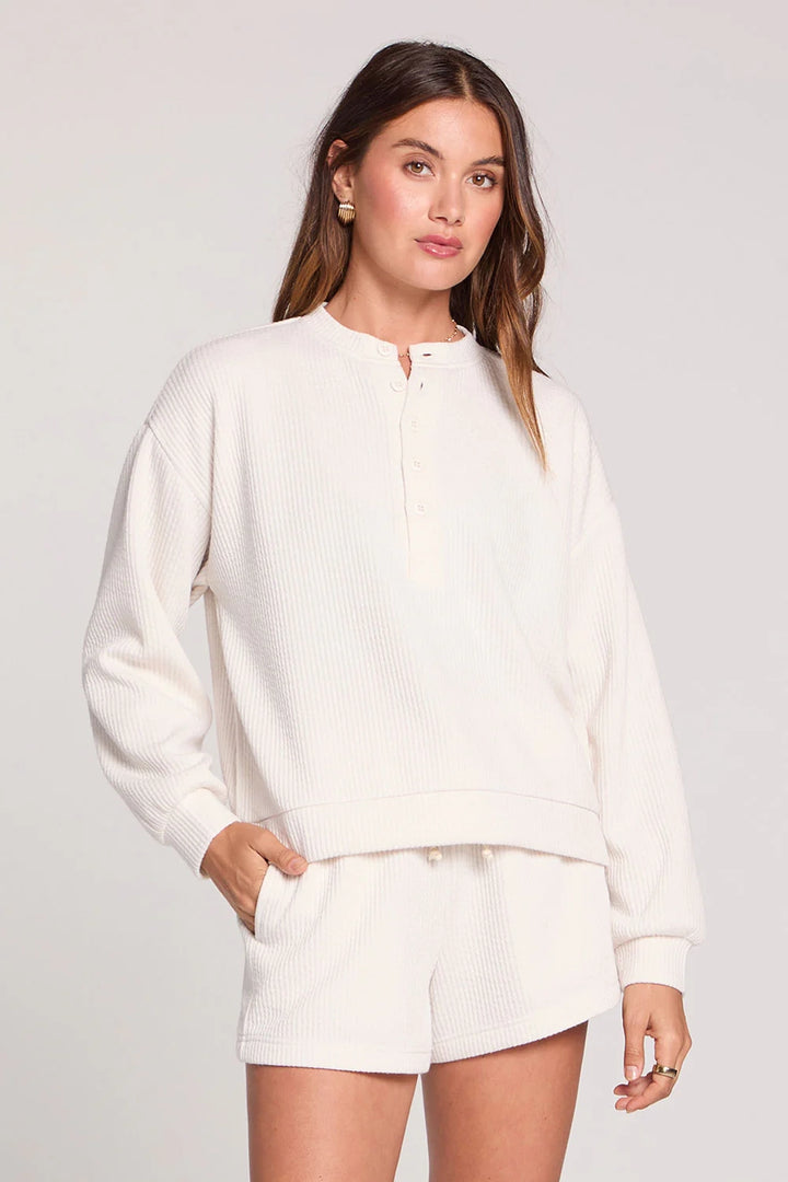 Long Sleeve Waffle Pullover