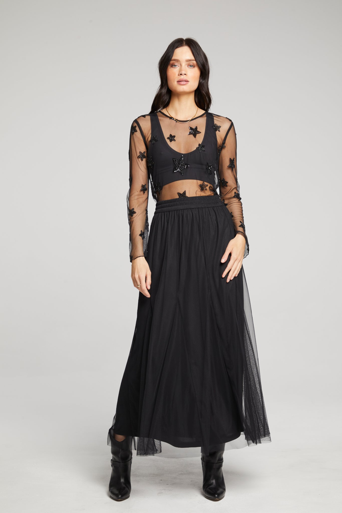 Damon Mesh Maxi Skirt