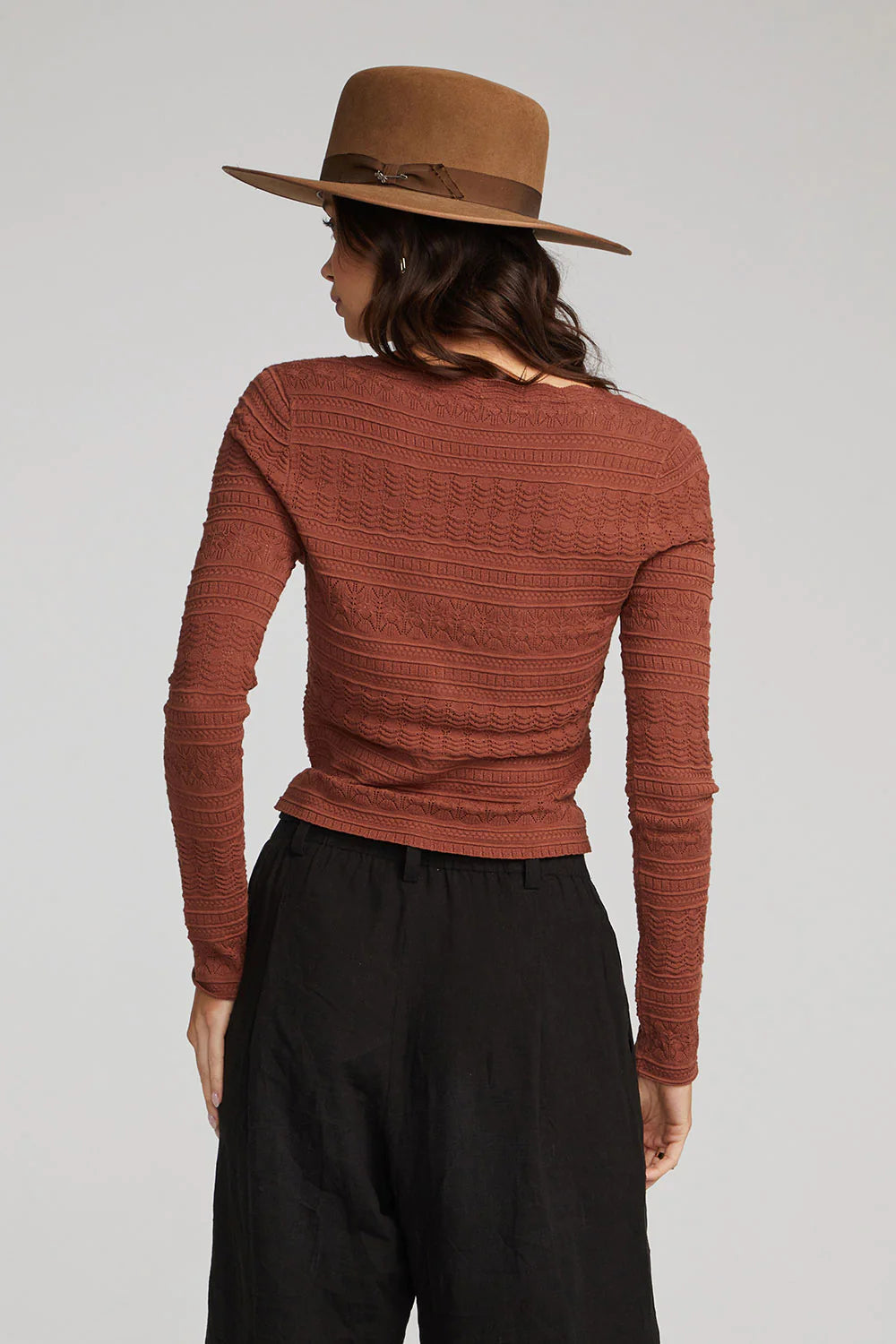 Pointelle Square Neck Sweater