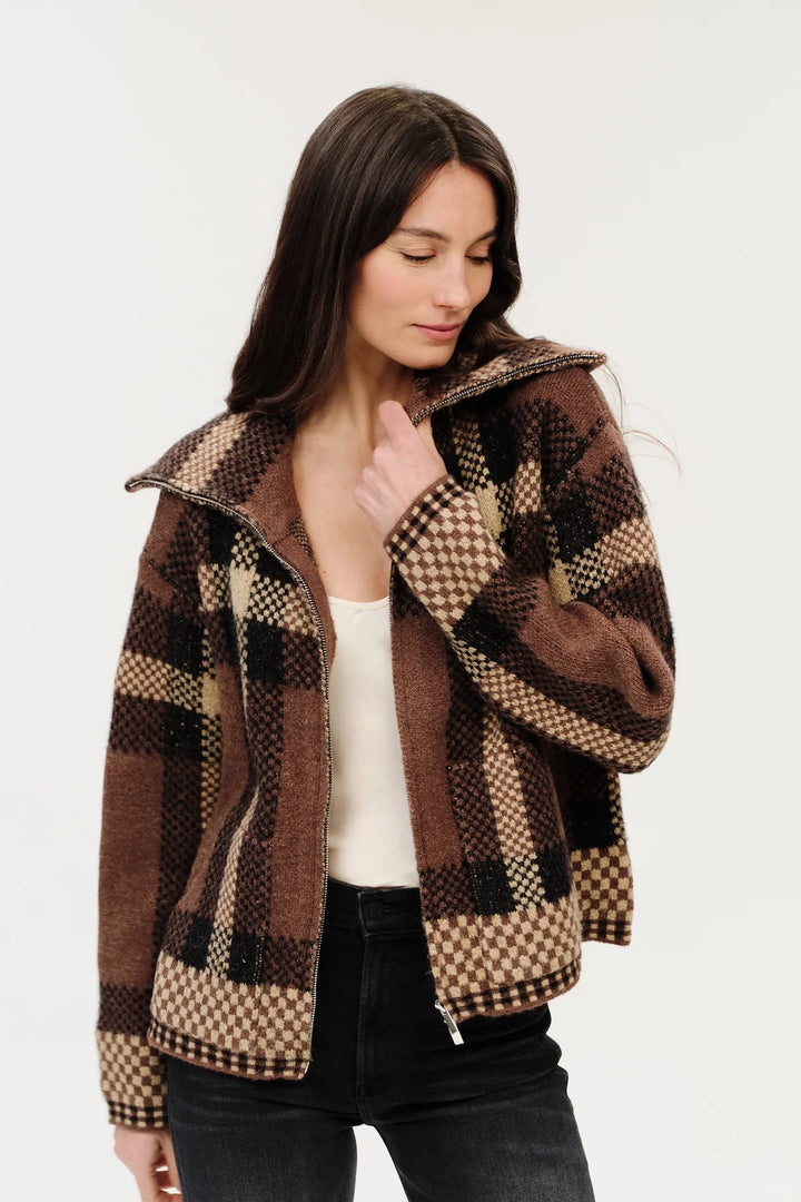 Cypress Plaid Zip Sweater