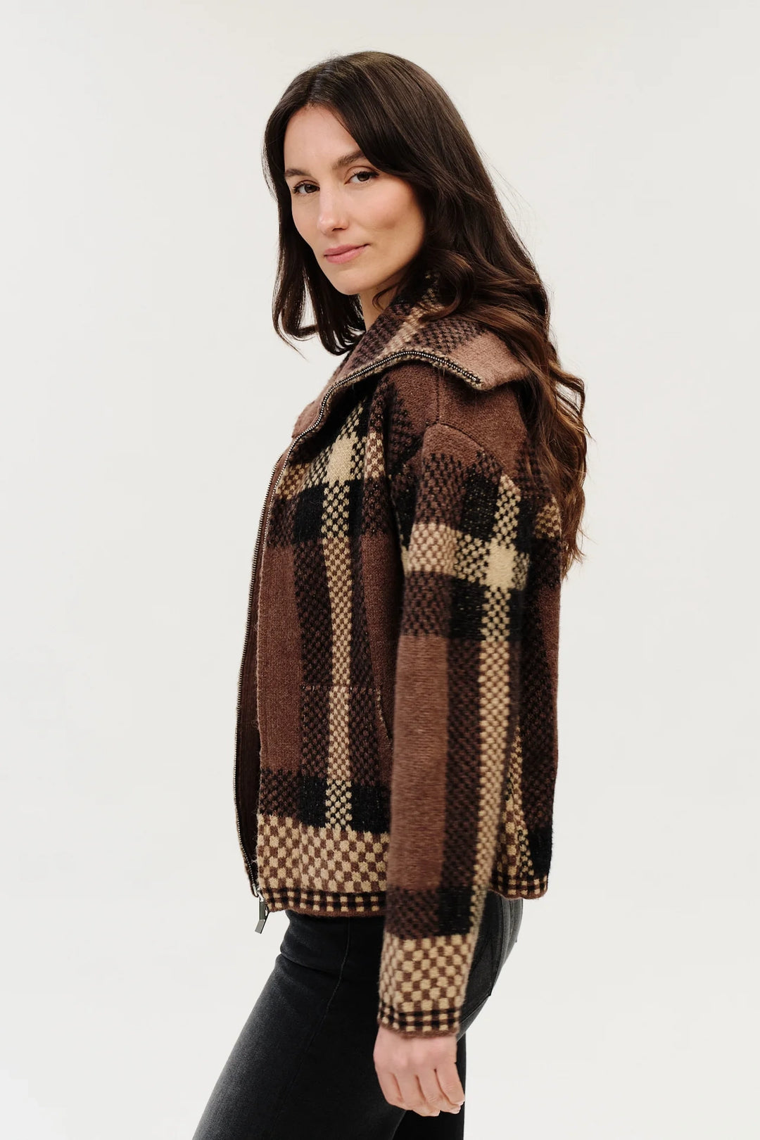 Cypress Plaid Zip Sweater