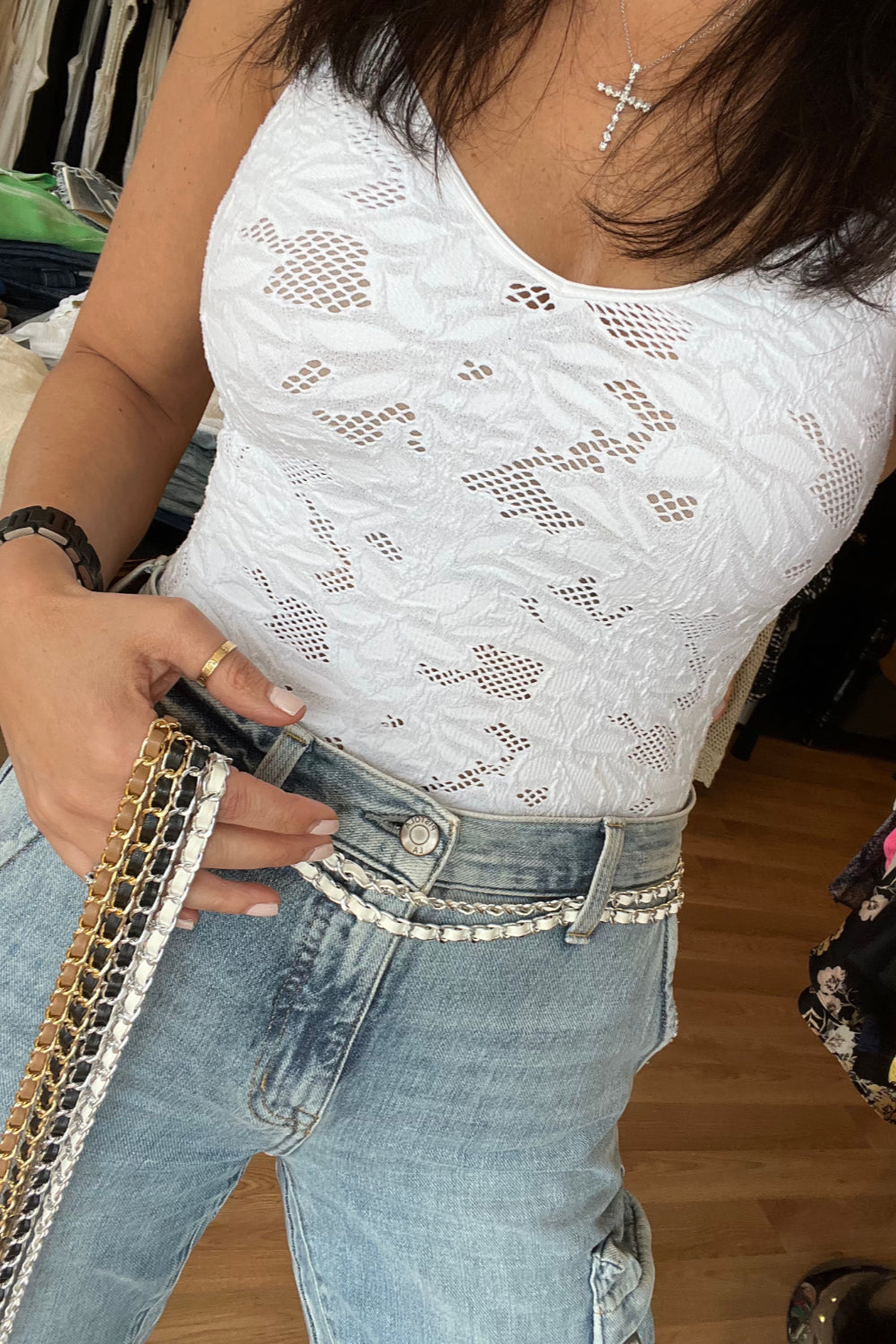 Chain/Vegan Leather Belt