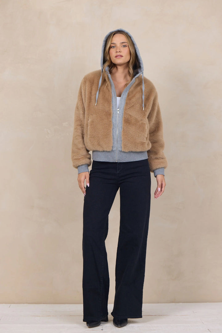 Faux Fur/ Fleece Zip Jacket
