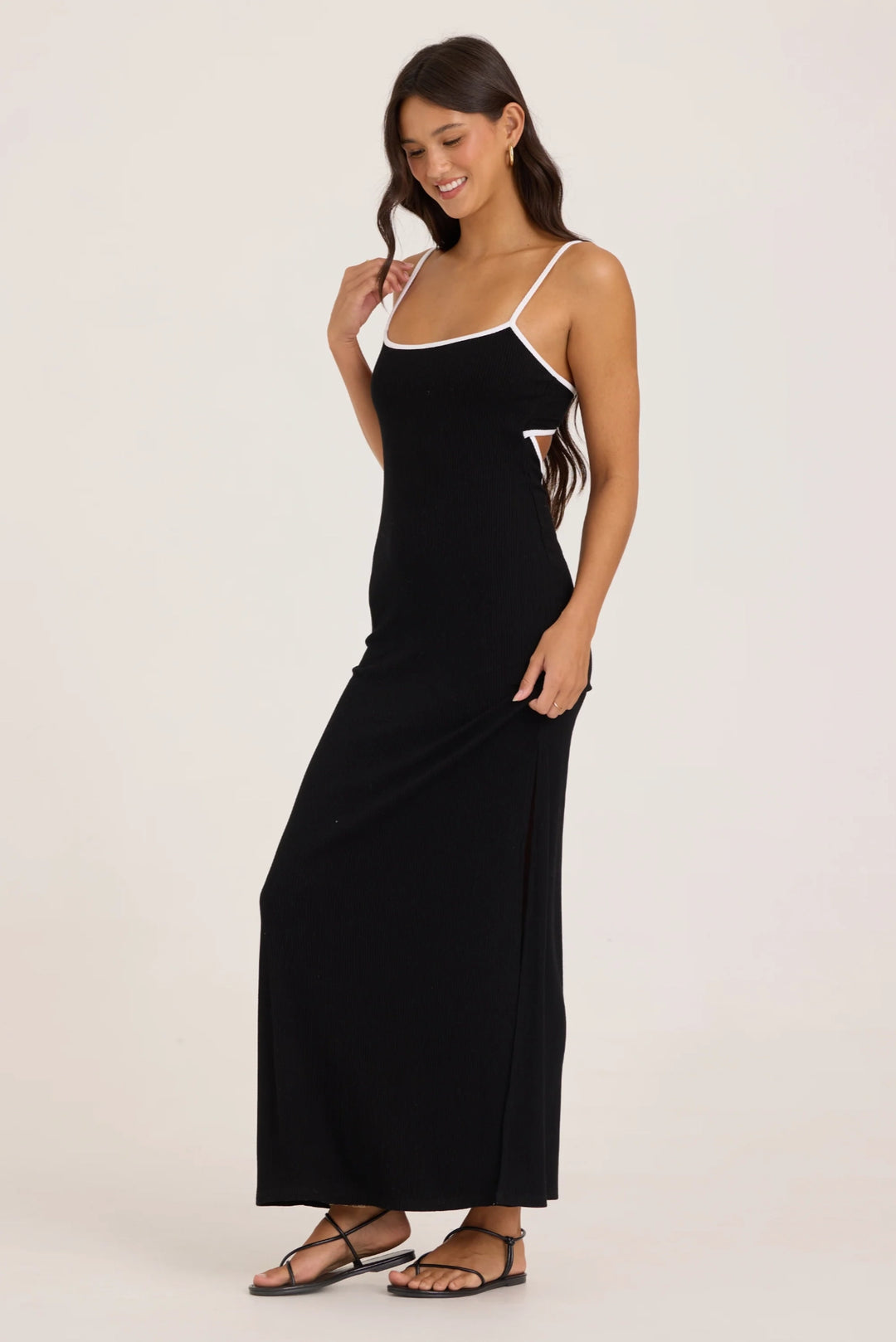 Contrast Rib Cut Out Dress