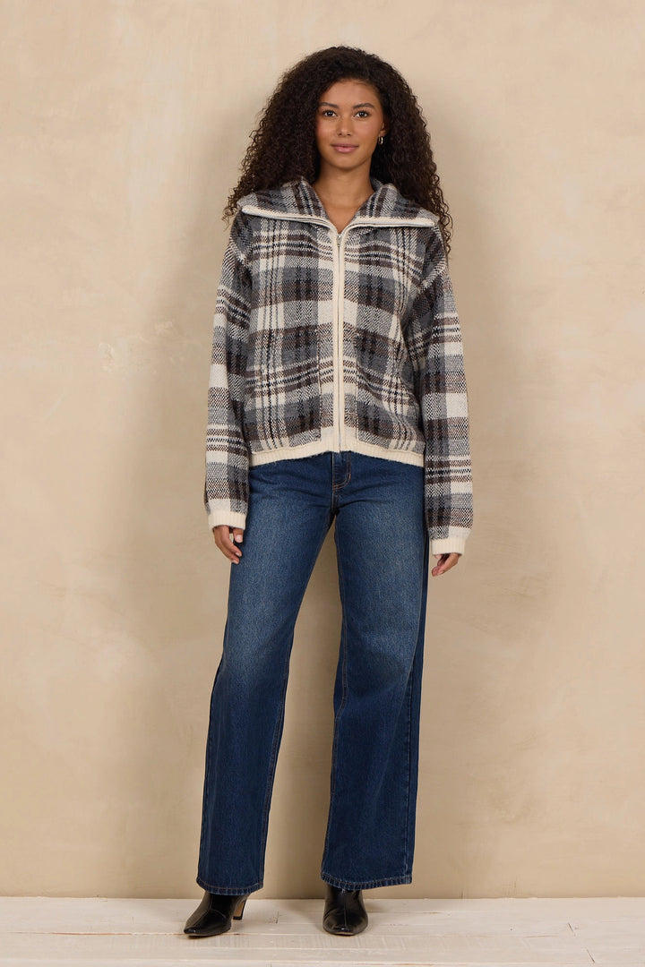 Plaid Zip Up