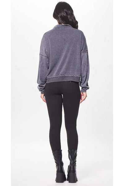 Washed 1/4 Zip Sweat Shirt
