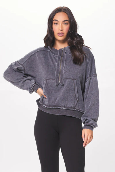 Washed 1/4 Zip Sweat Shirt