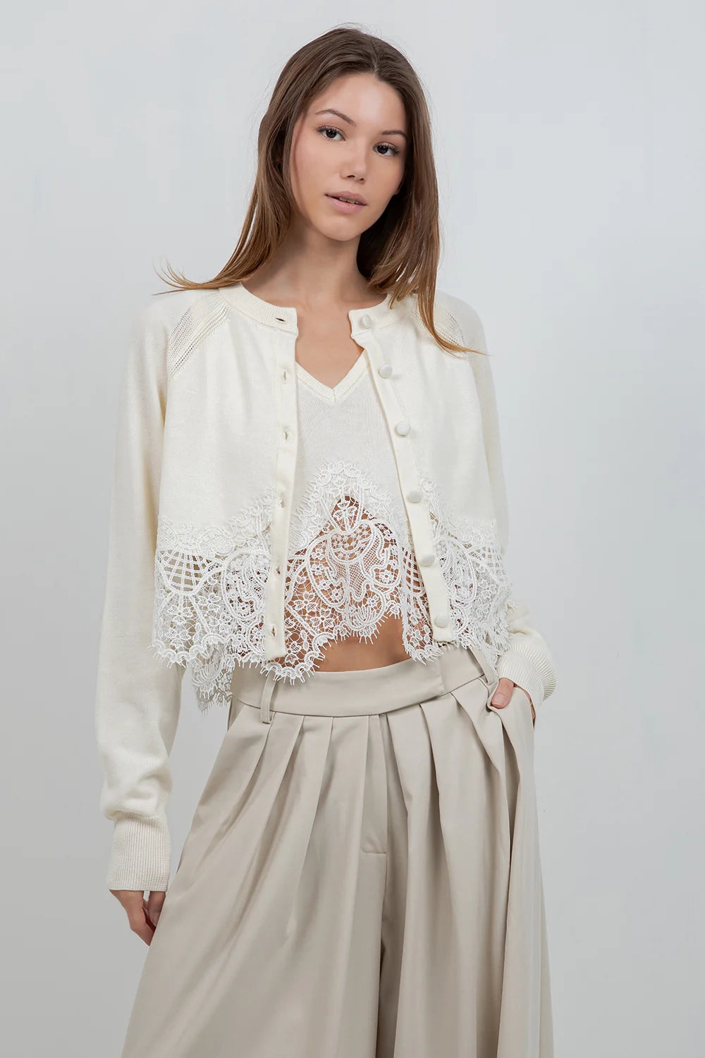 Lace Hem Cardi