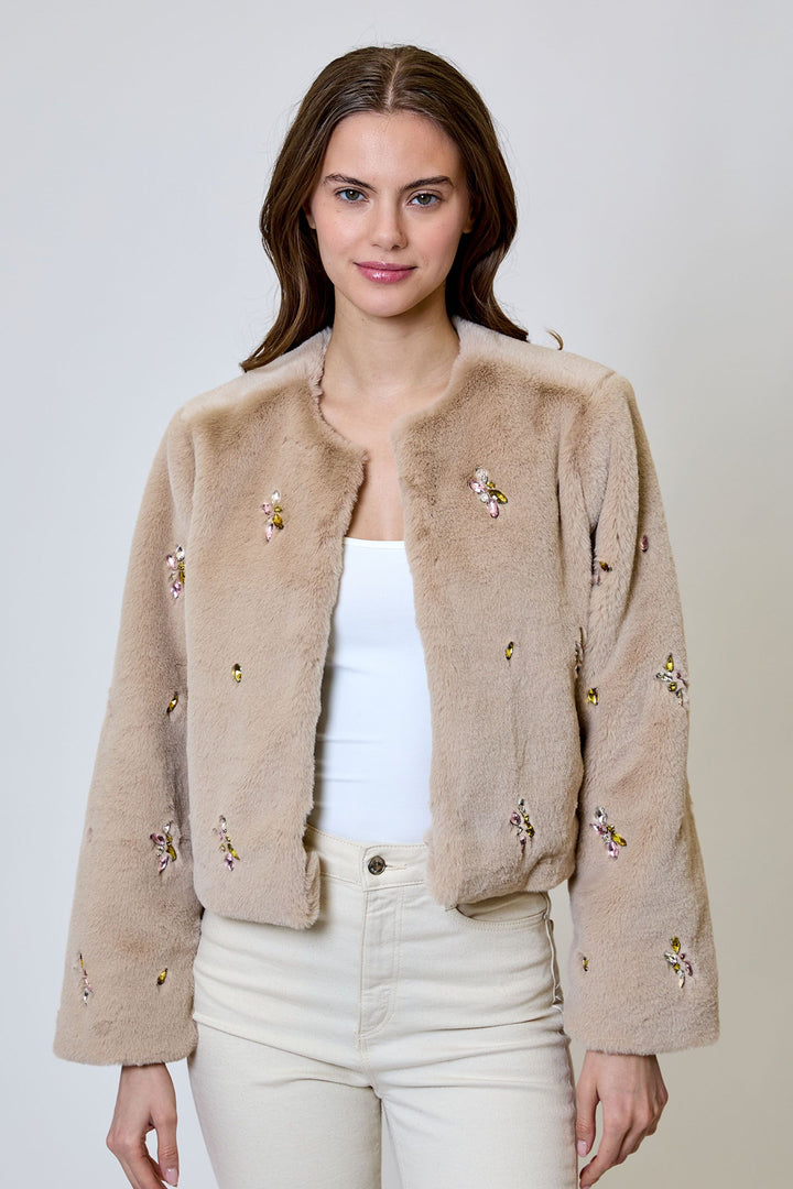 Romy Faux Fur Crytsal Jacket