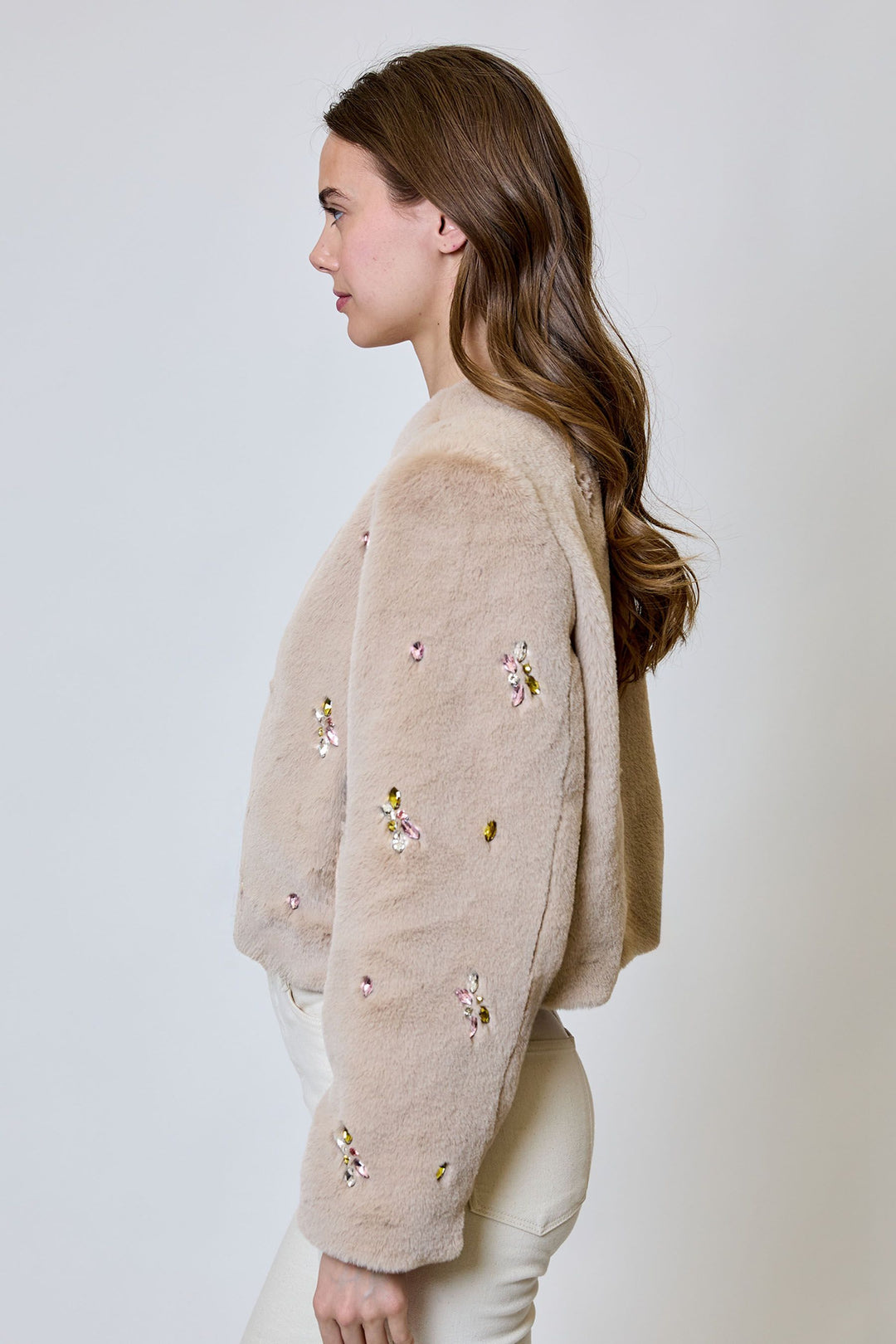 Romy Faux Fur Crytsal Jacket