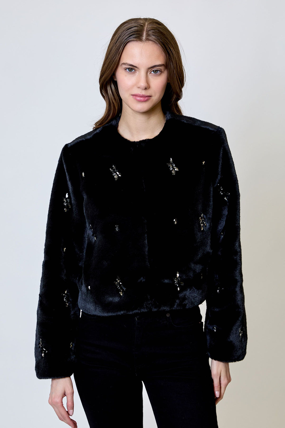 Romy Faux Fur Crytsal Jacket
