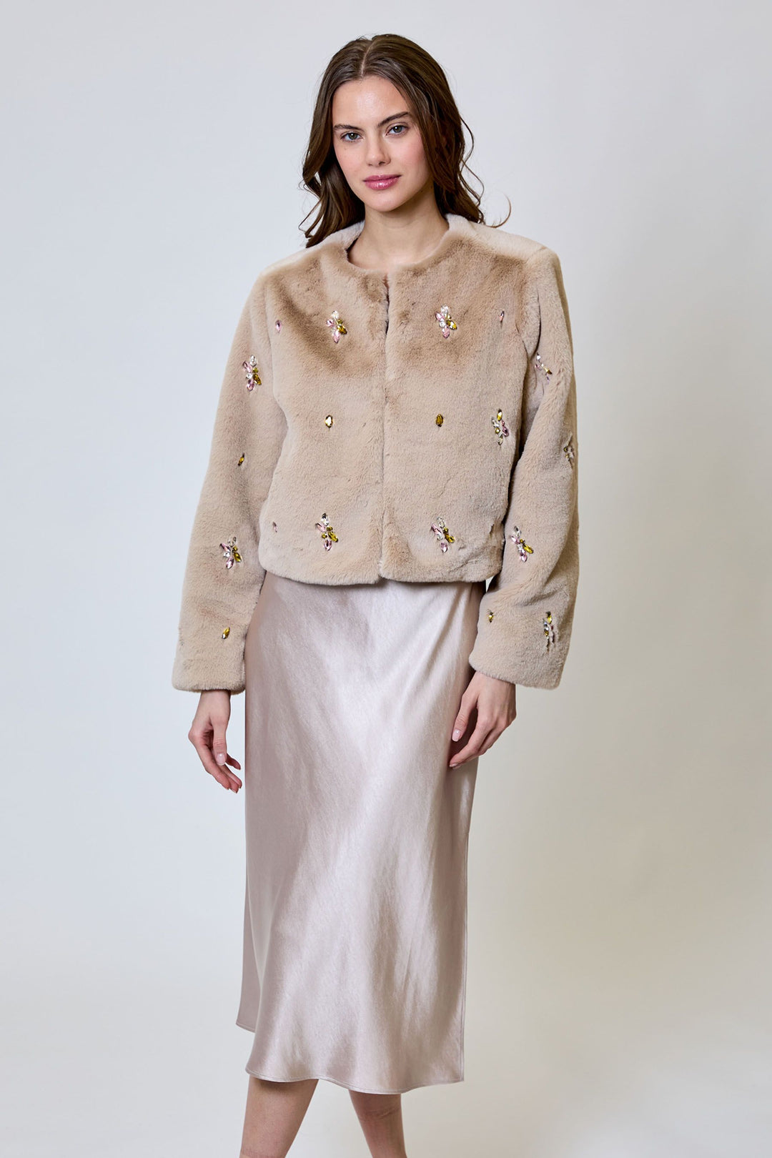 Romy Faux Fur Crytsal Jacket