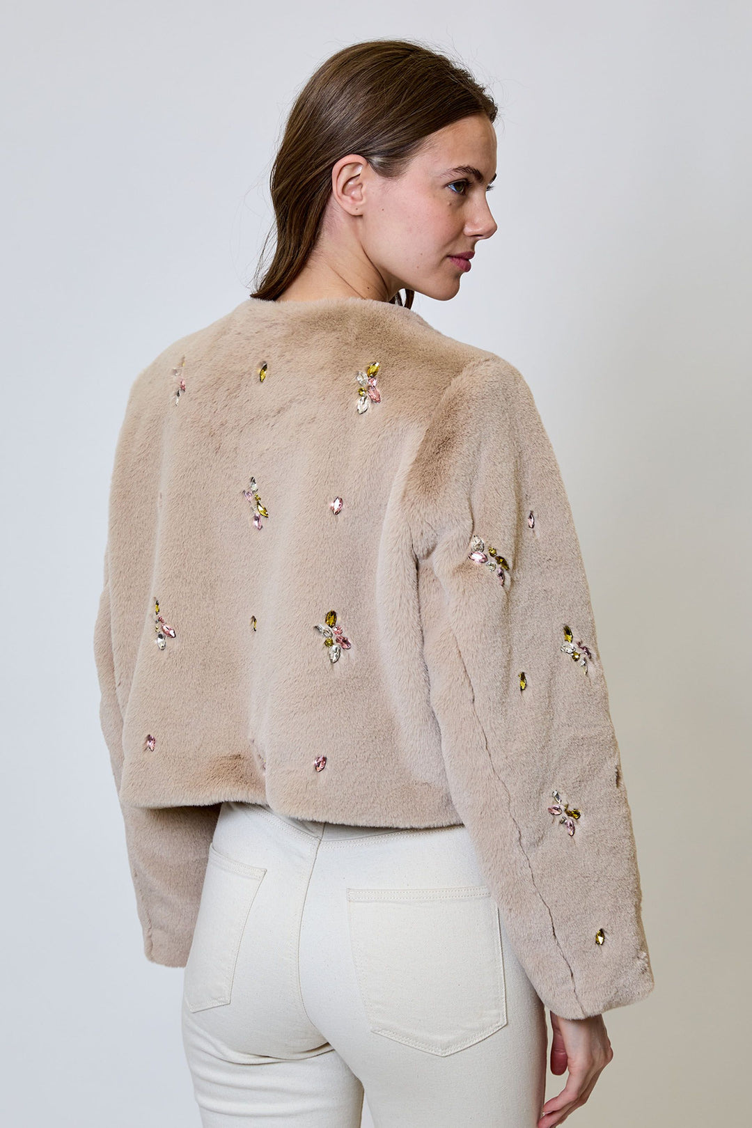 Romy Faux Fur Crytsal Jacket