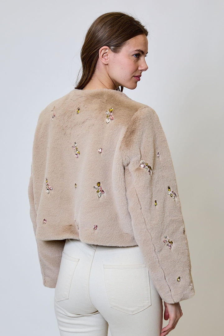 Romy Faux Fur Crytsal Jacket