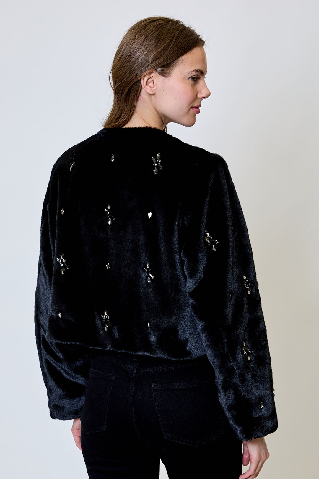 Romy Faux Fur Crytsal Jacket