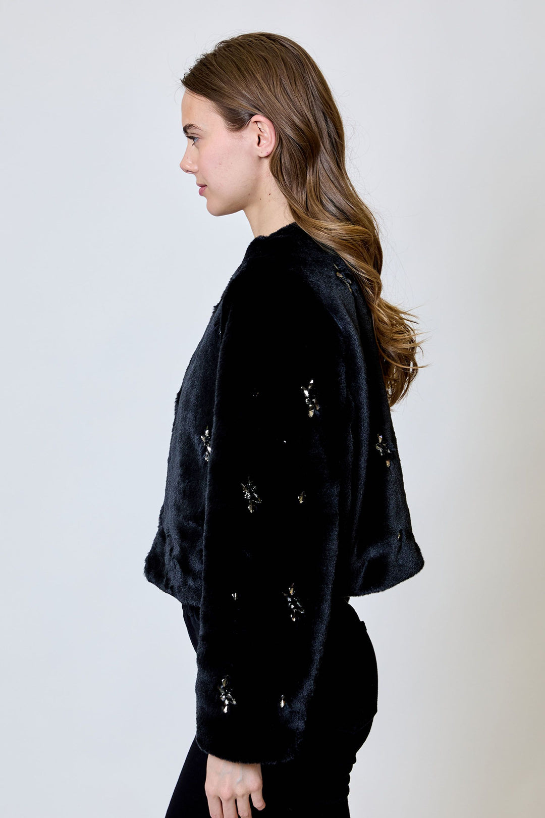 Romy Faux Fur Crytsal Jacket