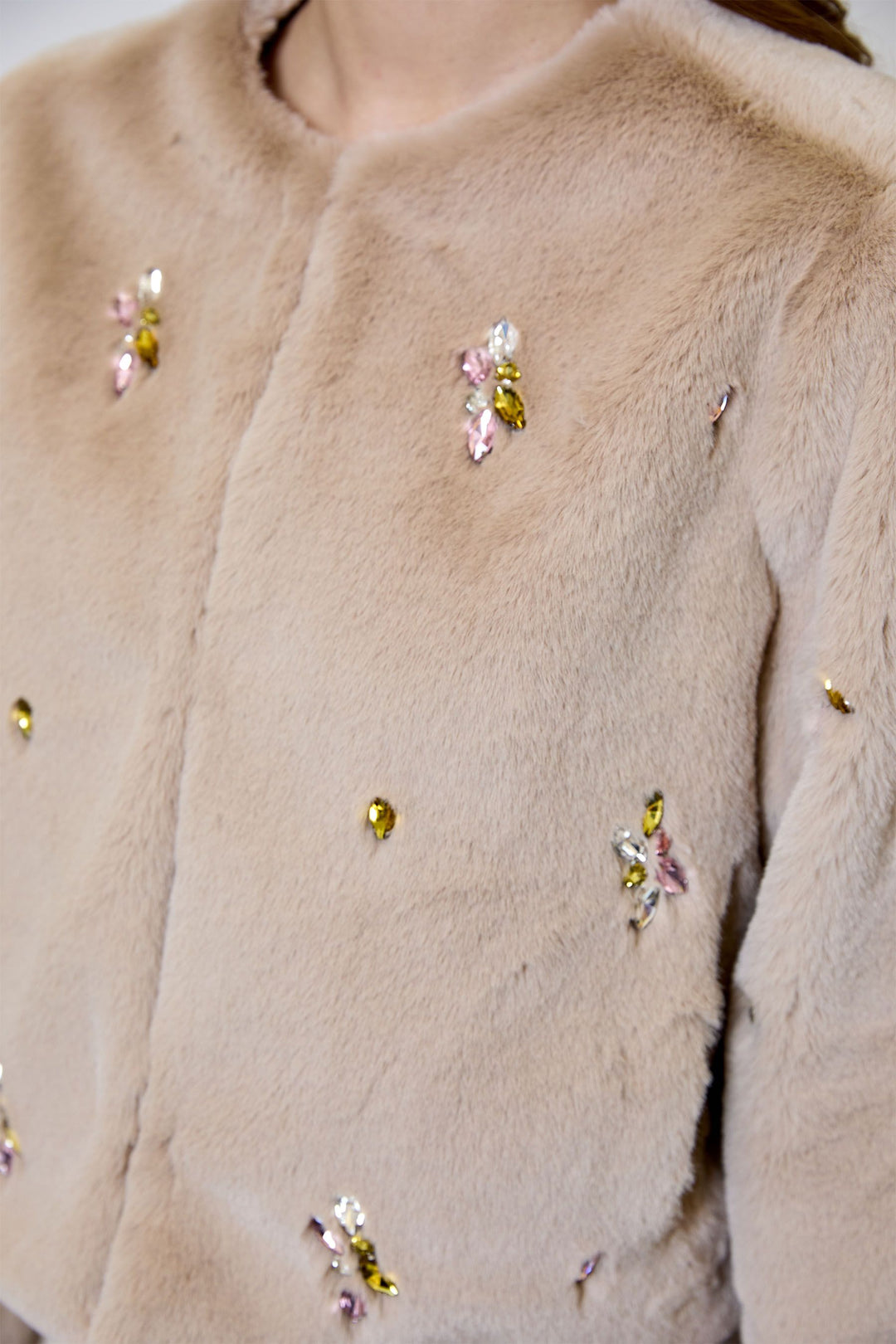 Romy Faux Fur Crytsal Jacket