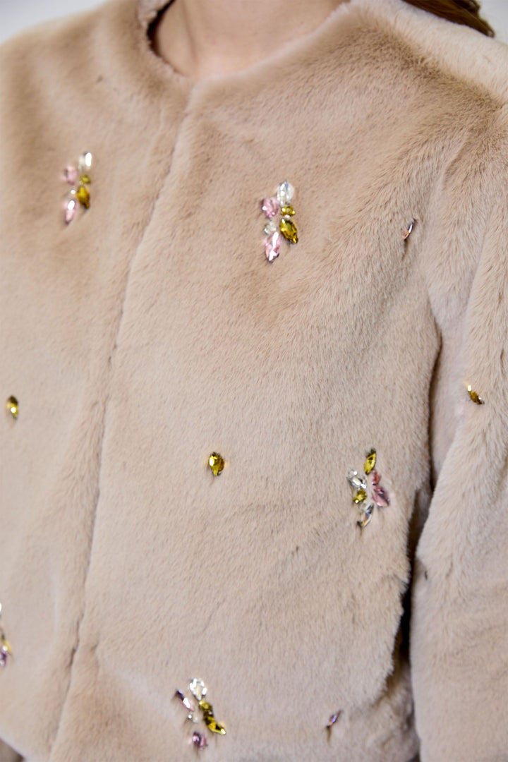 Romy Faux Fur Crytsal Jacket