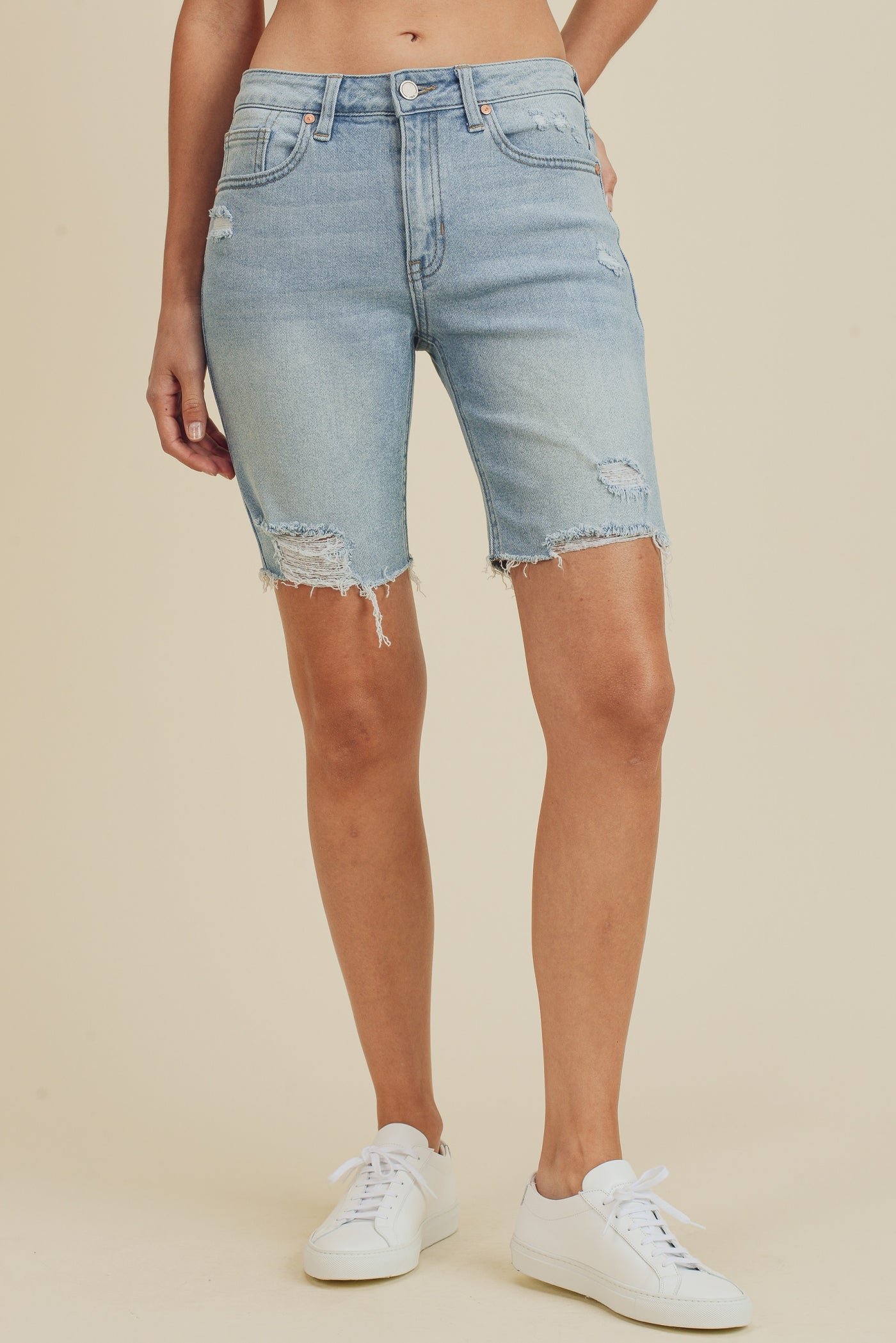 Distressed Biker Short