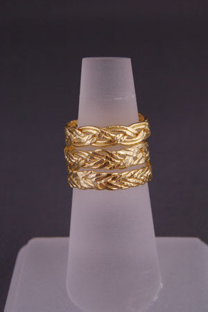 Set of 3 Gold Braid Rings