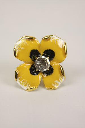 Crystal Flower Ring - Yellow