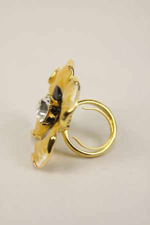 Crystal Flower Ring - Yellow