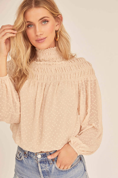 Libra Swiss Dot Smocked Top