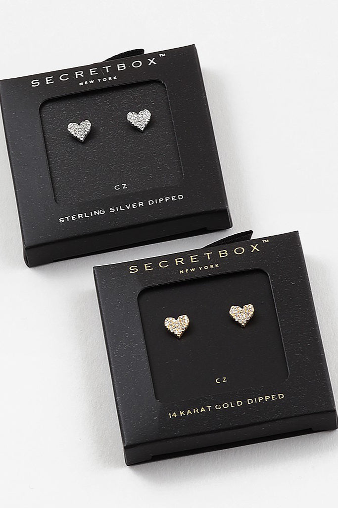 Pave Heart Earrings Gold
