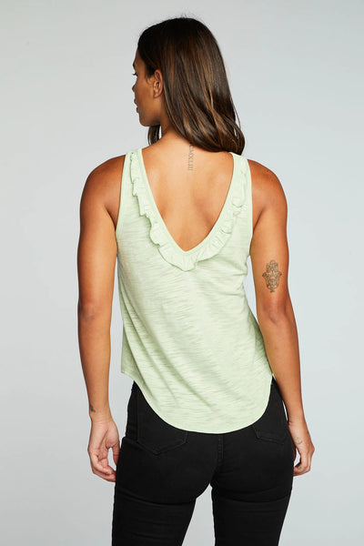 Ruffle V Back Tank