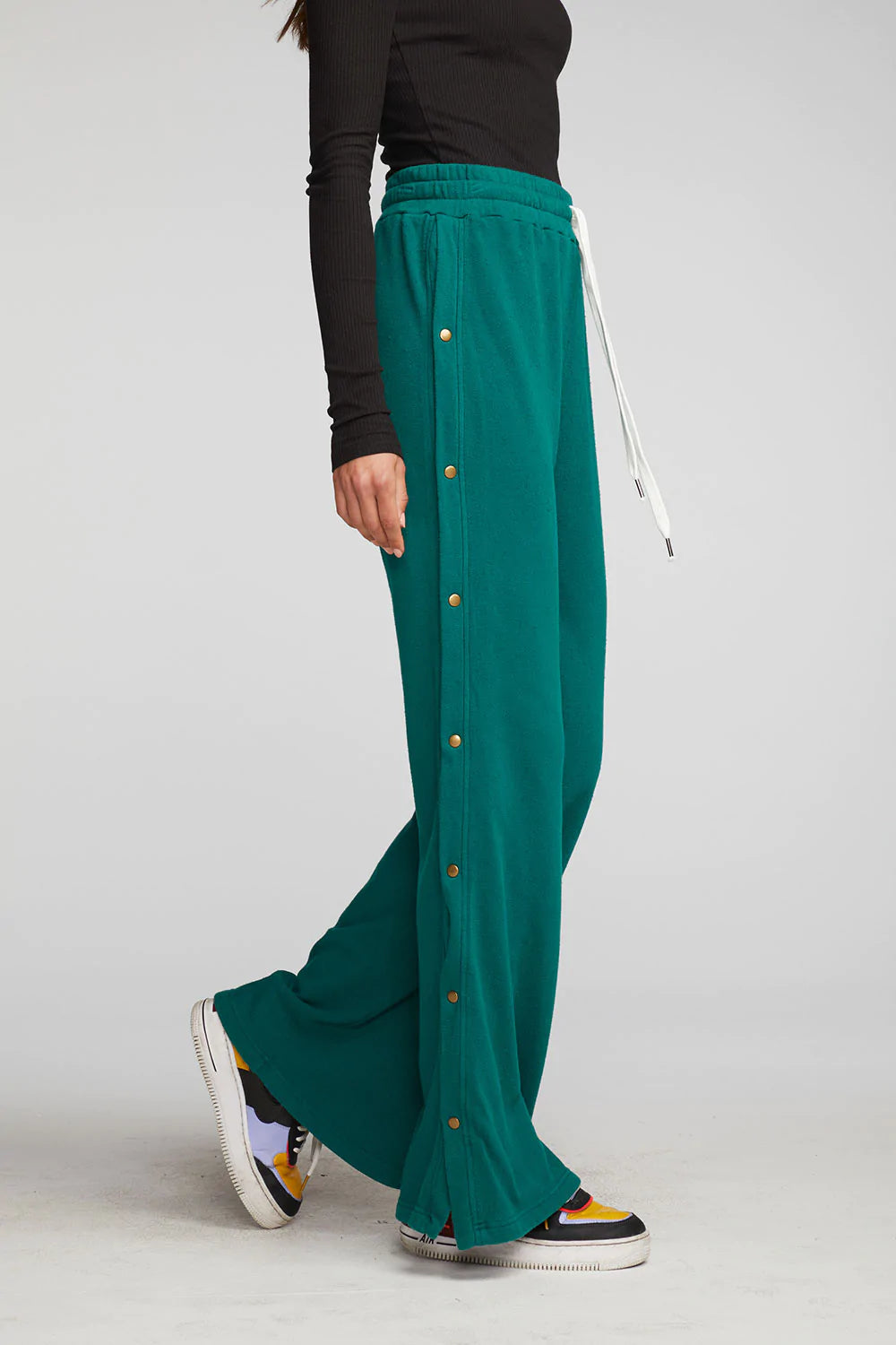 Wide Leg Button Sweat Pant