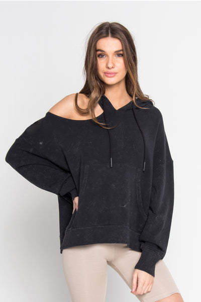 Oversized Cut Shoulder Hoodie