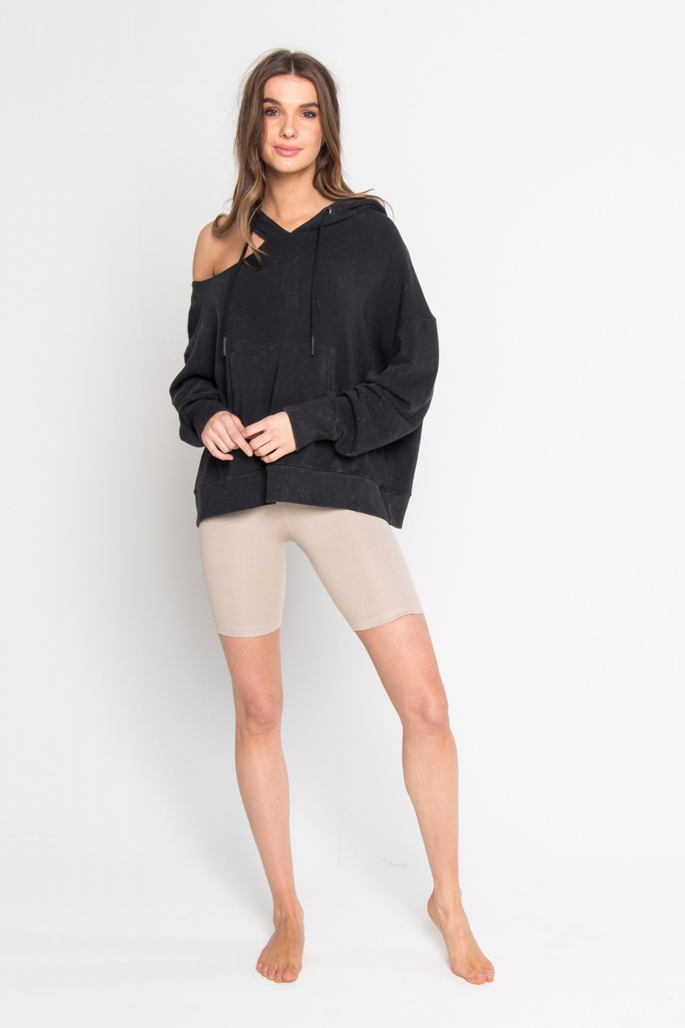 Oversized Cut Shoulder Hoodie