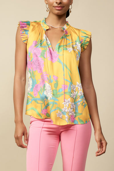 Floral Ruffle Sleeve Top