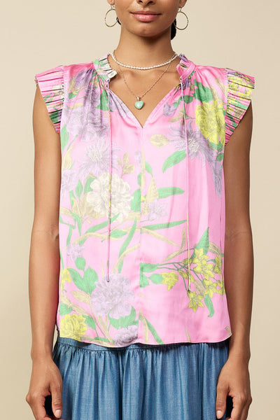 Floral Ruffle Sleeve Top