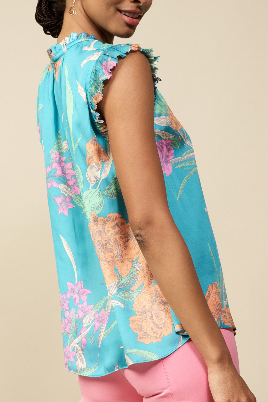 Floral Ruffle Sleeve Top