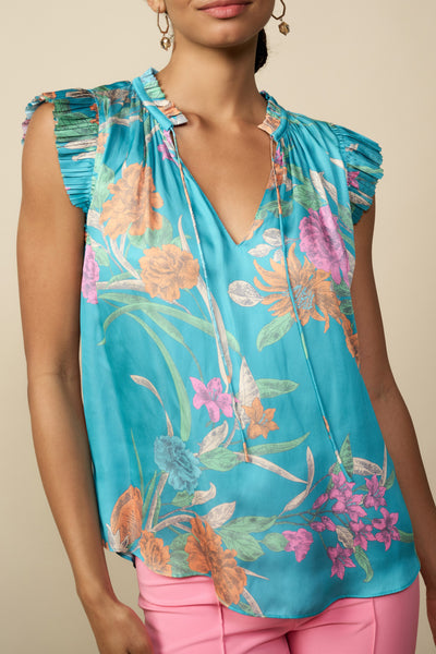 Floral Ruffle Sleeve Top