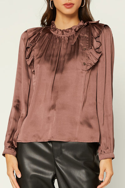 Button Ruffle Blouse