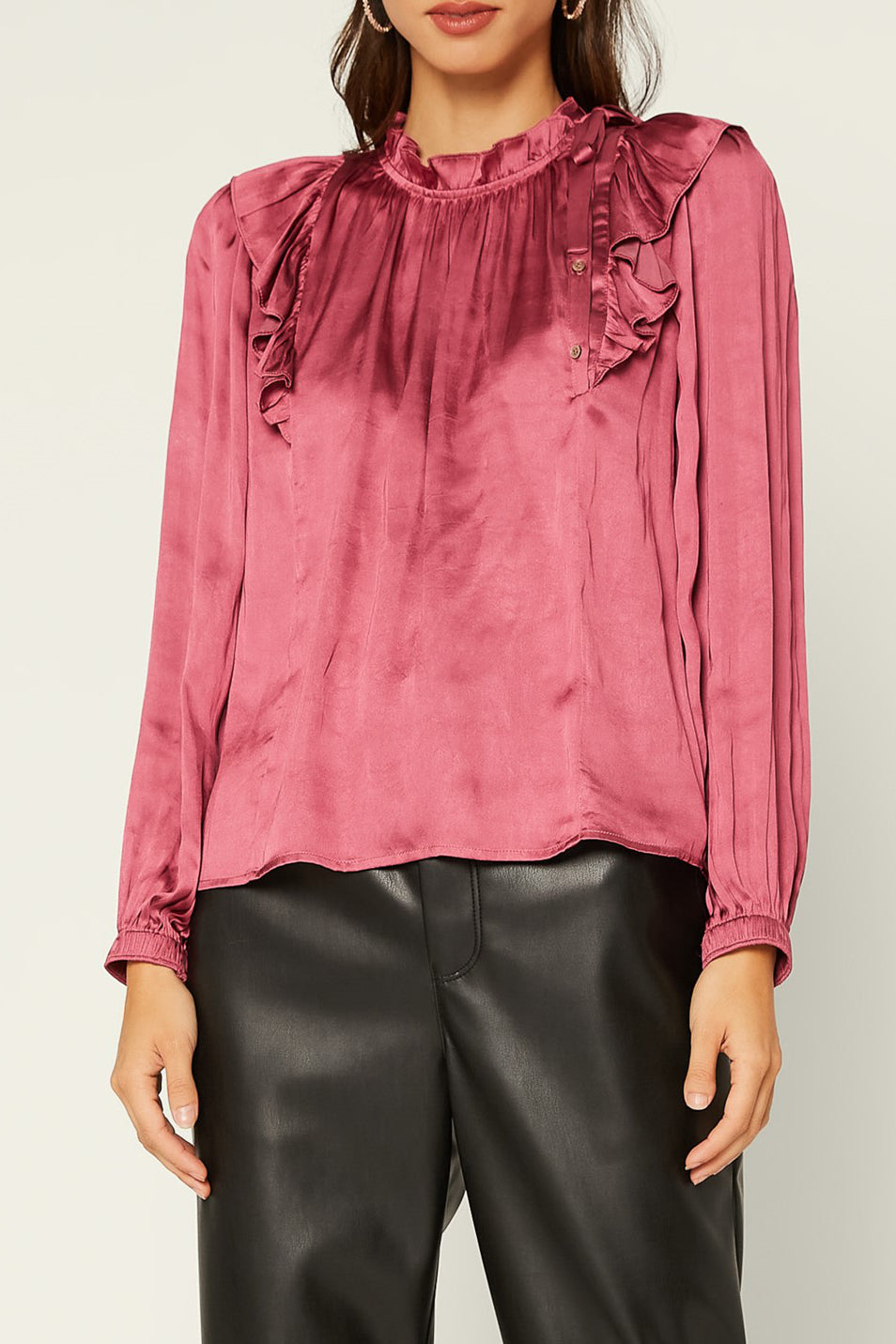 Button Ruffle Blouse