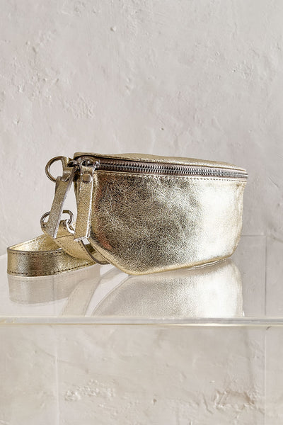 Metallic Leather Sling  Bag