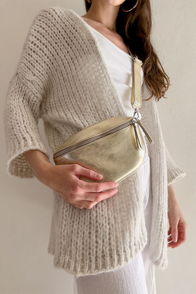 Metallic Leather Sling  Bag