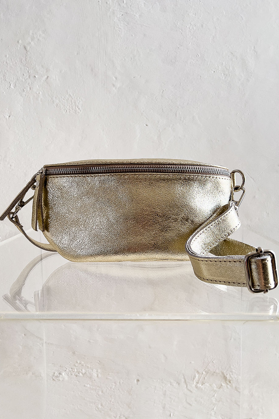 Metallic Leather Sling  Bag
