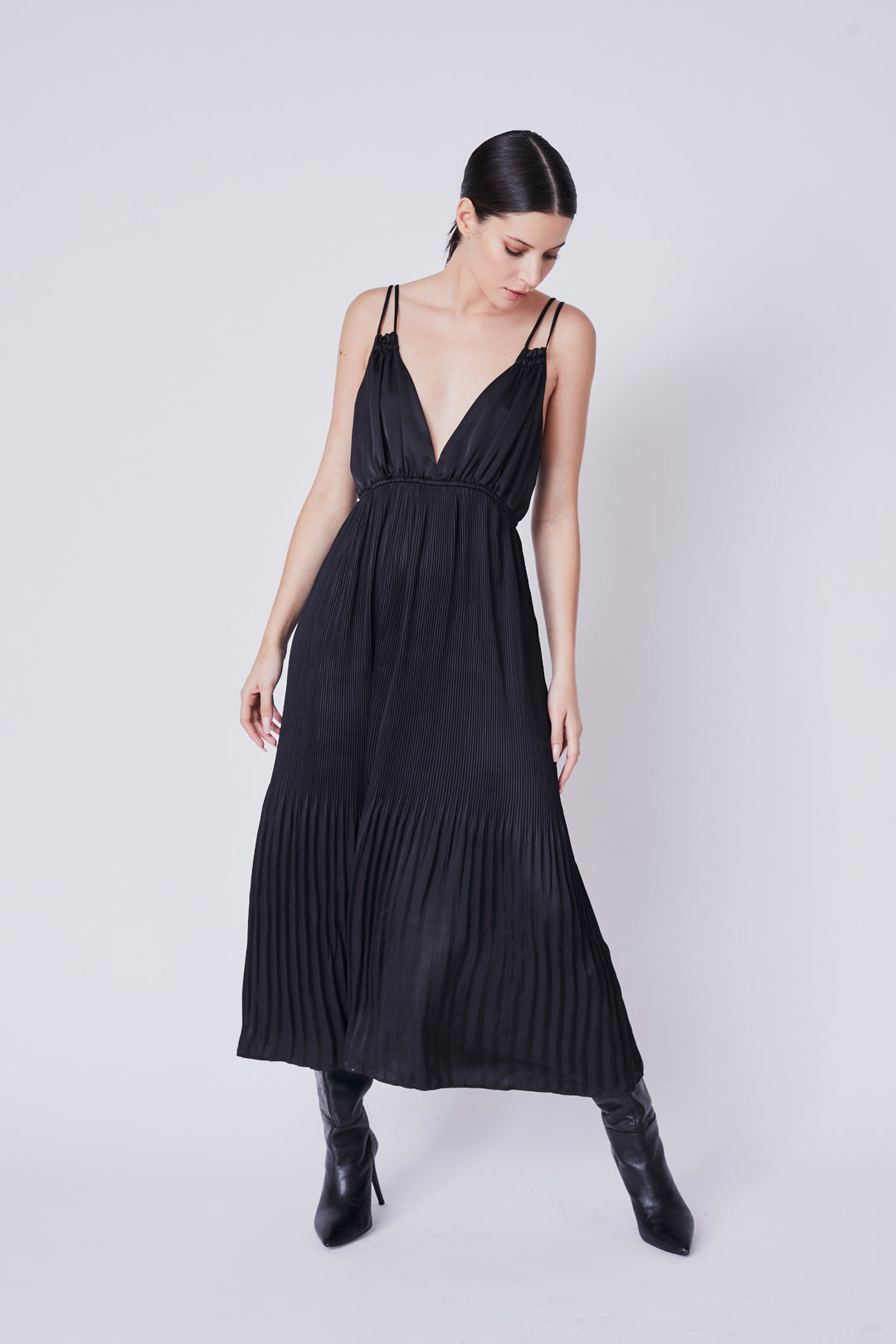 Ossani Pleat Maxi Dress Latte / S Ossani Pleat Maxi Dress Latte / S